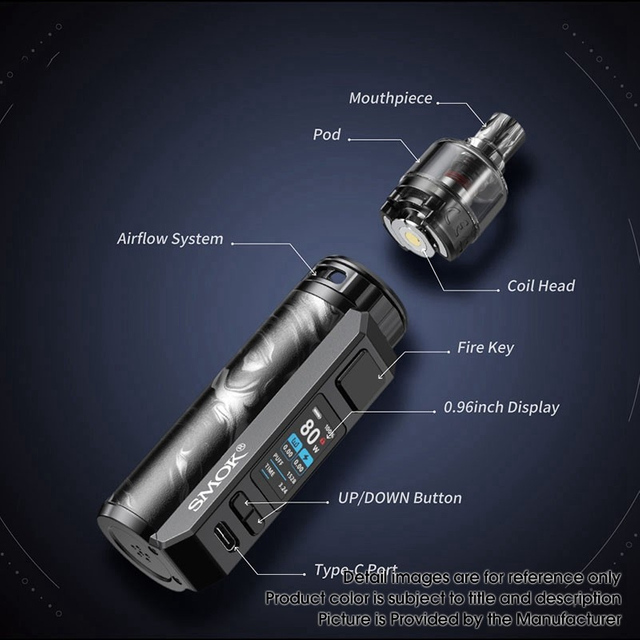 Authentic SMOK Thallo Pod Vape Mod Kit , VW 1~80W, 3000mAh, IQ-XS Chipset, RPM 2 Pod 5.0ml, 0.16ohm / 0.6ohm