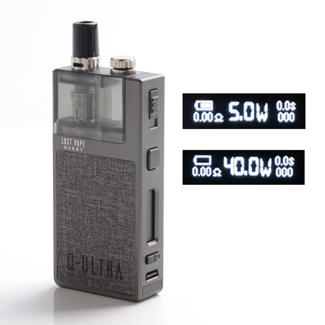 Authentic Lost Vape Q Ultra AIO 40W 1600MAH VW Pod System Mtl / dl Vape Starter Kit - Linen Grey, 0.6ohm, 4ml, 5 ~ 40W