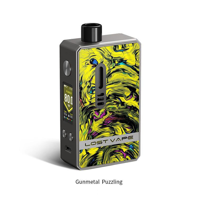 Authentic Lost Vape Gemini Hybrid Pod System Vape Mod Kit - Gun Metal Puzzling, 5~80W, 1 x 18650, 4.0ml, 0.2 / 1.0ohm