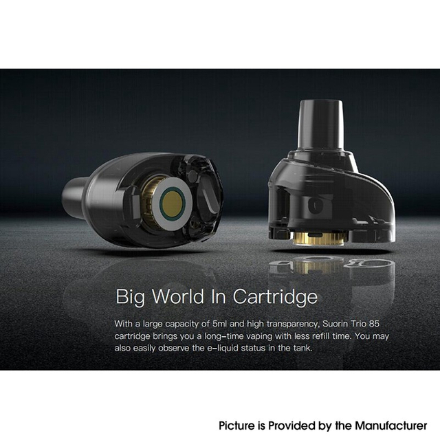 Authentic Suorin Trio 85 Vape Mod Kit Replacement Empty Pod Cartridge - Black, 5.0ml