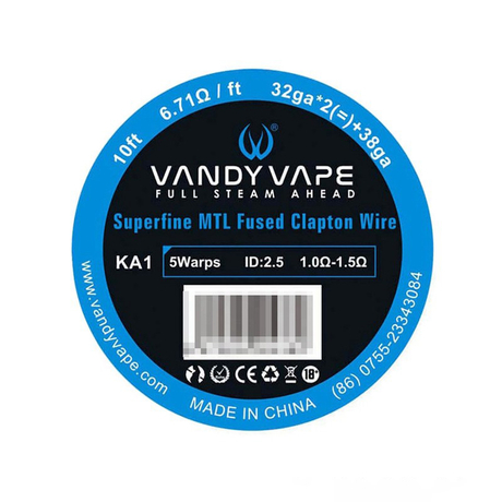 Authentic Vandy Vape A1 Superfine MTL Fused Clapton Wire for RDA / RTA / RDTA Vape Atomizer - 32GA x 2 + 38GA (10ft)