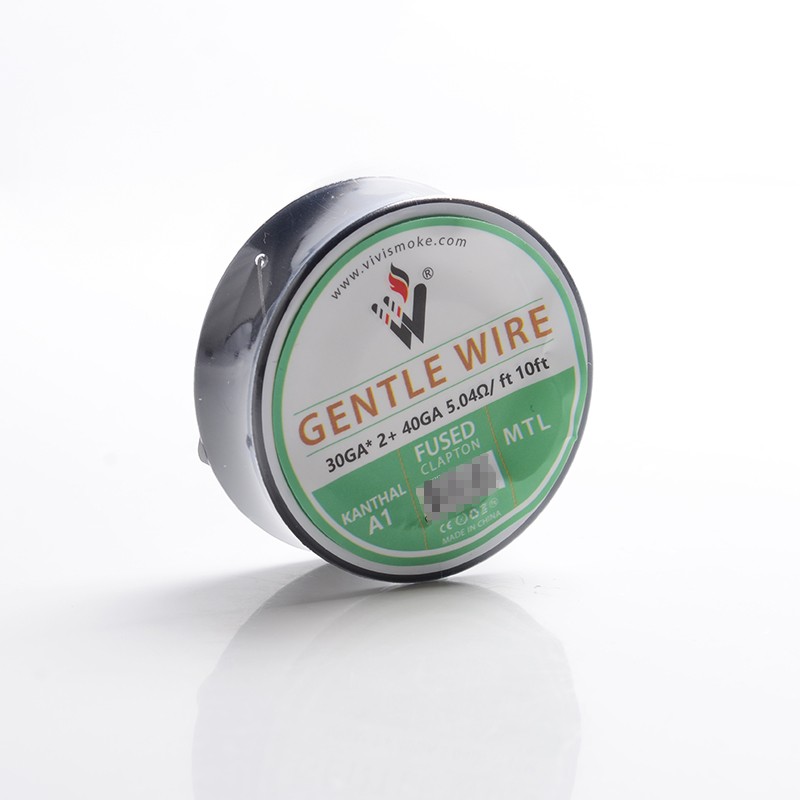 Authentic Vivismoke Gentle Fused Clapton MTL Kanthal A1 Heating Wire - Silver, 30GA x 2 + 40GA, 5.04ohm / ft, 10ft (3 Meters)