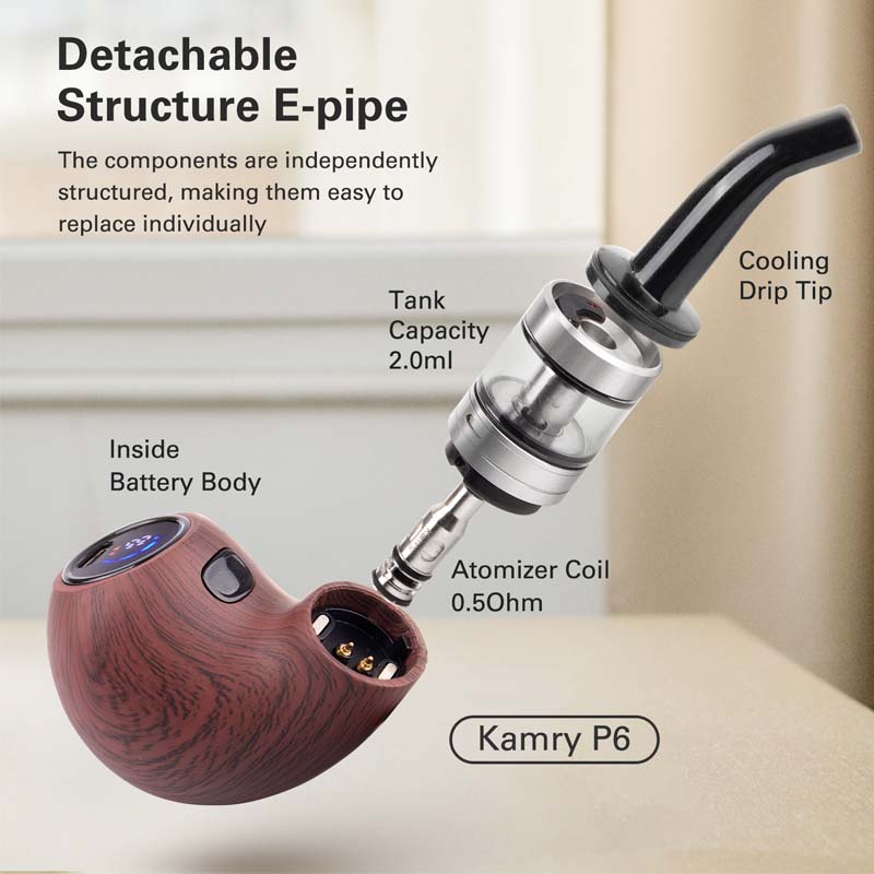 Kamry P6 LED E-Pipe Kit – 1100mAh Electronic Pipe Vaporizer with LED Effect