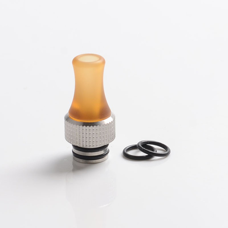 Auguse CG V2 510 Drip Tip for RBA / RTA / RDA Vape Atomizer - Yellow + Silver γ, PEI + SS, 35mm