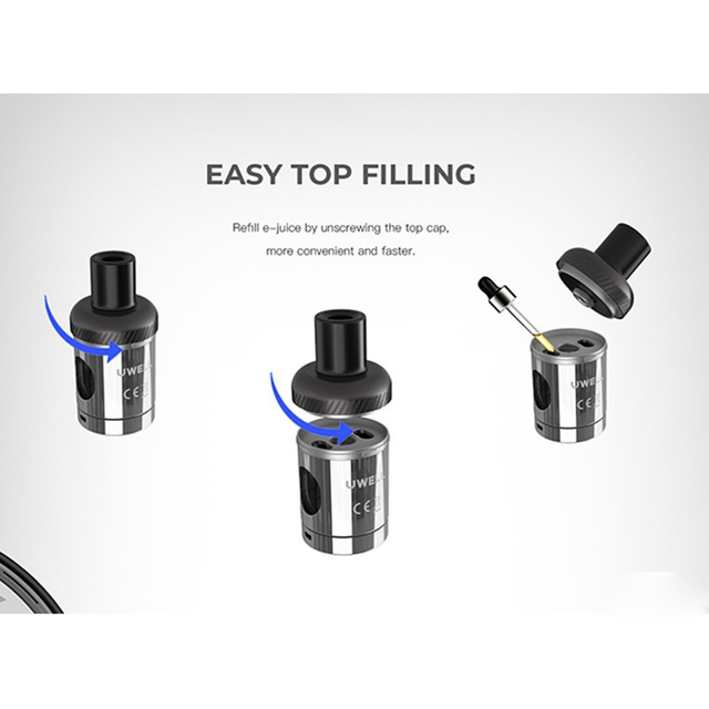 Uwell Whirl S 1450mAh 18W Pod System Vape Pen Starter Kit, Stainless Steel + Glass, 2.0ml, 0.8ohm