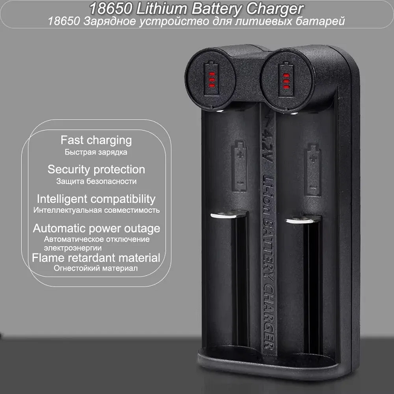 Universal Vape Battery Charger for 18650 21700 26650 18350- Smart Dual Slot 3.7V Fast Charge Station