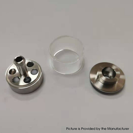 YFTK Flash e-Vapor V4.5S+ Style RTA Replacement Glass Bell Cap + Chimney - Silver, 3.5ml, Stainless Steel (1 PC)