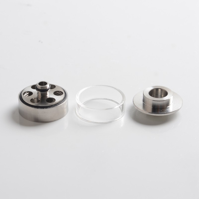 Replacement Nano Bell Cap + Chimney for Flash e-Vapor V4.5S Style RTA Tank - Silver, Stainless Steel + Glass (1 PC)