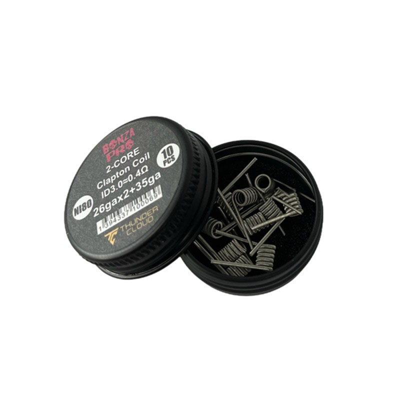Authentic Thunder Cloud Bonza Pro Ni80 Pre-Built 2-Core Clapton Coil 26Ga x 3 + 35Ga (10 PCS)