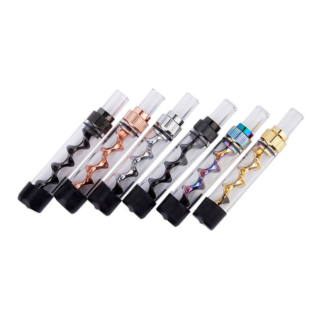 Dry herb vaporizer Twisty glass blunt v12 mini smoking pipe with Quartz glass pipe