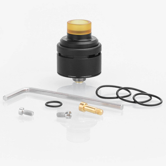 SXK Squi Style RDA Rebuildable Dripping Atomizer w/ BF Pin - Black, 316 Stainless Steel + POM, 22mm Diameter