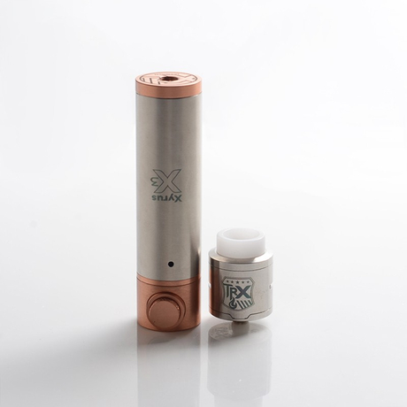 Authentic TRX Xyrus X3 Mechanical Mod + RDA Atomizer Vape Kit - Silver, Stainless Steel + Copper, 1 x 18650, 24mm Diameter