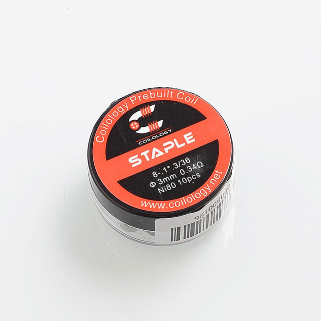 Staple Coilologi Authentic Ni80 Wire Prebuilt Coil - 38ga x 28ga x 8 + 36ga, 0,34 ohm (10 pcs)