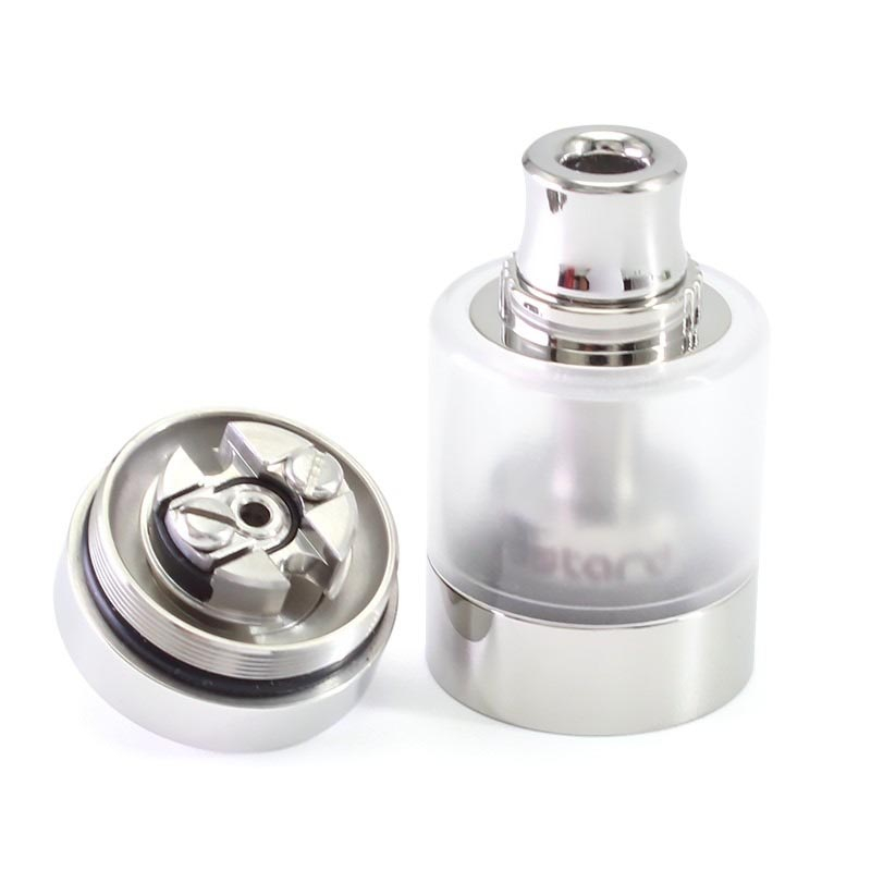 SXK Bastard V2 Style RTA – 3.5ml Rebuildable Tank Atomizer, Silver, 316 Stainless Steel + Acrylic, 22mm, 6 Air Pins Included