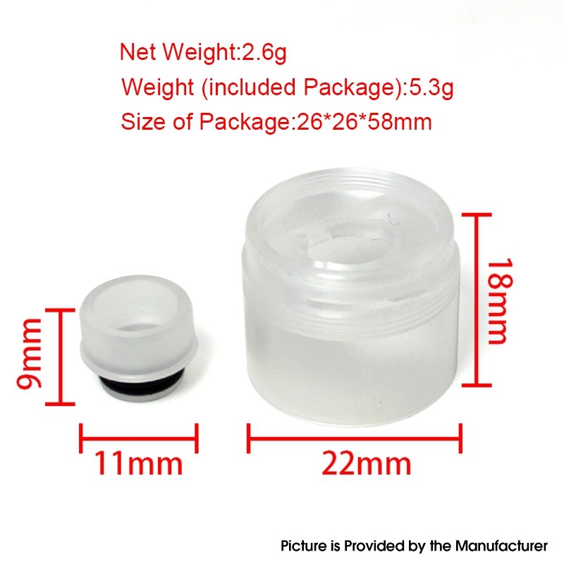 SXK Style Replacement Top Cap with Drip Tip for 5A's Basic V2 Style RDA - Translucent, PC, 22mm Diameter