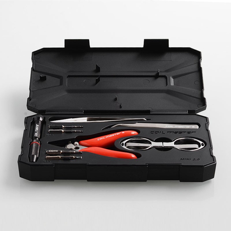 Authentic Coil Master DIY Kit Mini V2 for E-Cigarette Coil Building - Tweezers + Pliers + Scissors + Screwdriver + Coiling Rods