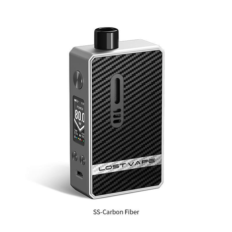 Authentic Lost Vape Gemini Hybrid Pod System Vape Mod Kit - SS Carbon Fiber, 5~80W, 1 x 18650, 4.0ml, 0.2 / 1.0ohm