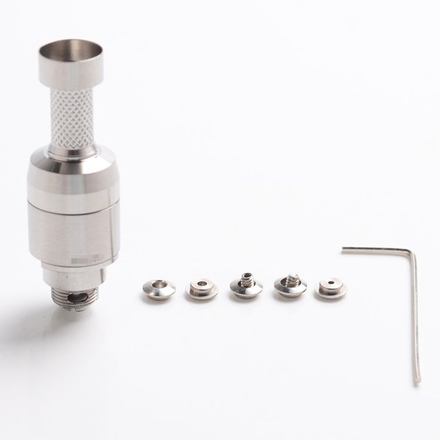 SXK Mission XV KRMA GEN Style Bridge RBA Atomizer w/ 5 Airflow Reducers for SXK BB / Billet Box Mod Vape Kit - Silver, 316SS