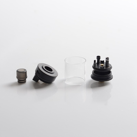 Authentic Auguse Khaos RDTA Rebuildable Dripping Tank Vape Atomizer w/ BF Pin - Full Black, SS + Glass / PC, 22mm, 2.0ml
