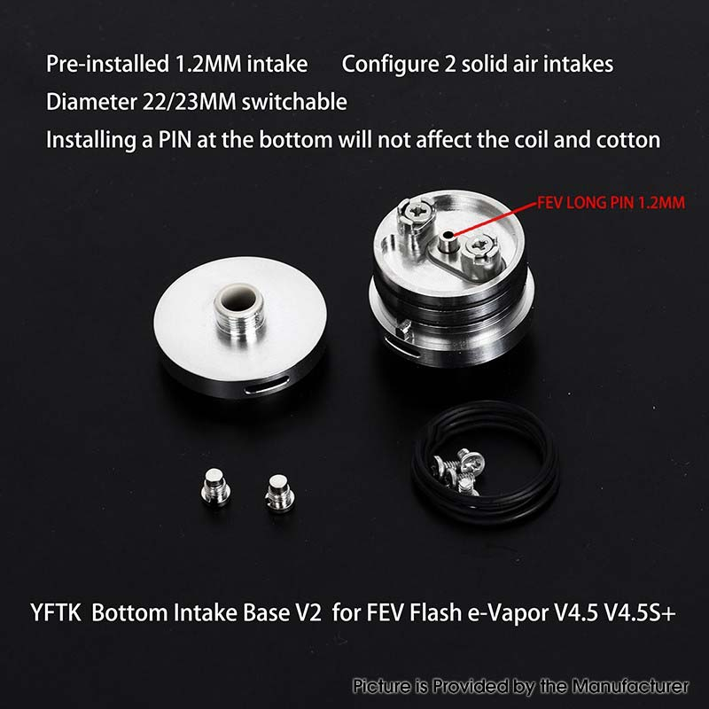 YFTK Bottom Intake Base Deck V2 for FEV Flash e-Vapor V4.5 / V4.5S+ RTA Atomizer