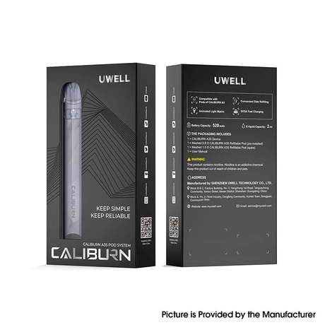 Authentic Uwell Caliburn A3S Pod System Kit 520mAh, 2ml, 1.0ohm