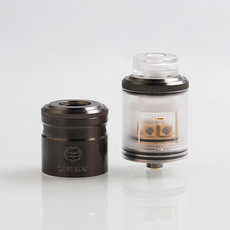 Authentic One Top Onetopvape Gemini RDTA Rebuildable Dripping Tank Atomizer- Gun Metal, Stainless Steel + PC, 26.5mm Diameter