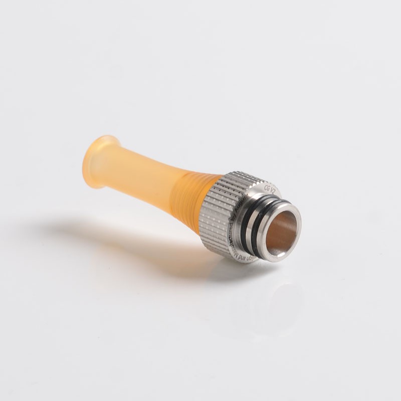 Auguse CG V2 510 Drip Tip for RBA / RTA / RDA Vape Atomizer - Yellow + Silver γ, PEI + SS, 35mm