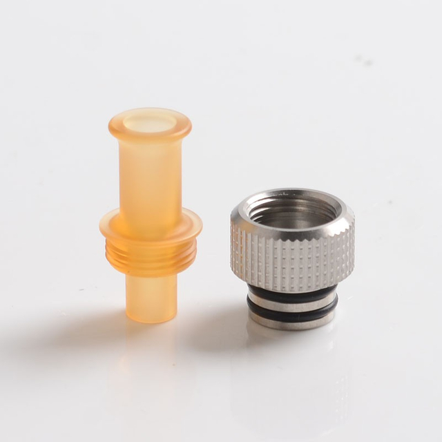 Auguse CG V2 510 Drip Tip for RBA / RTA / RDA Vape Atomizer - Yellow + Silver γ, PEI + SS, 35mm