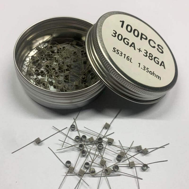 SS316L Quad Core Fused Clapton Prebuilt Vape Coils100pcs Pack