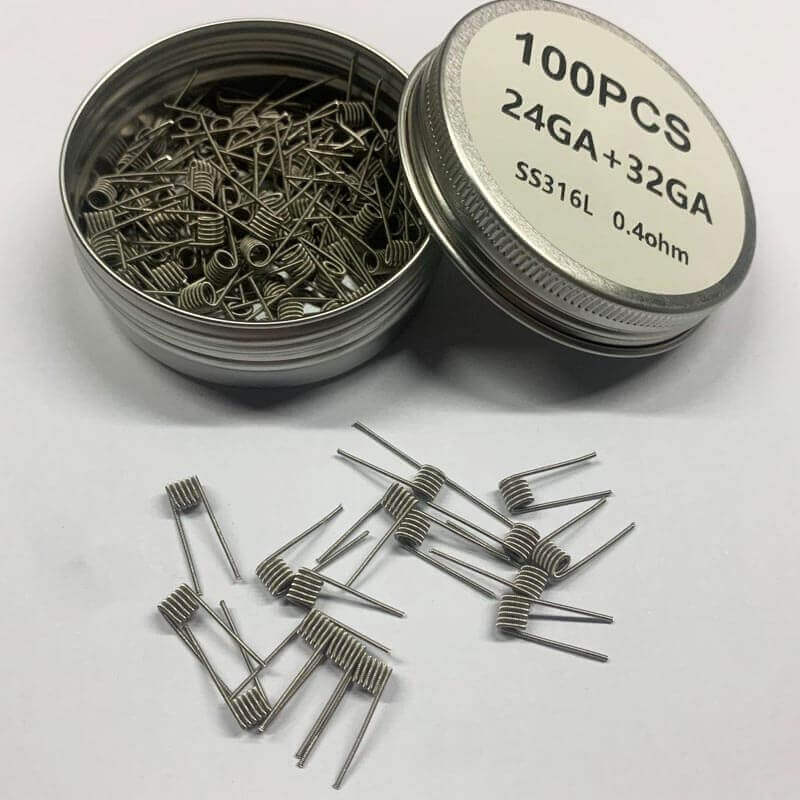 SS316L Quad Core Fused Clapton Prebuilt Vape Coils100pcs Pack