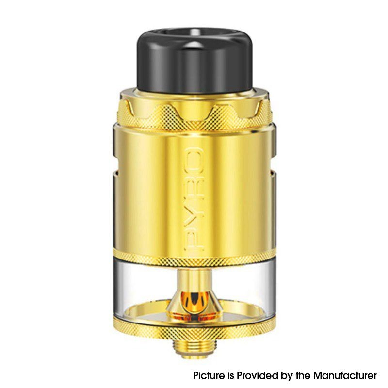 Authentic Vandy Vape Pyro V4 IV RDTA Rebuildable Dripping Tank Vape Atomizer 5ml, SS + Glass, 25.5mm Diameter