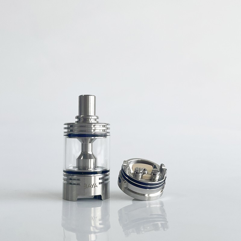 Rekavape Baya Style RTA Rebiuildable Tank Atomizer - Silver, 316SS + PC, 4.2ml, Air Pin 1.2, 1.5, 1.8mm, 22mm Diameter