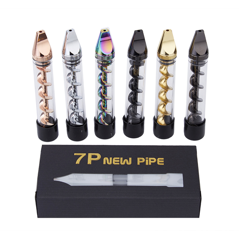 7P New Pipe Twisty Glass Blunt Flat Mouthpiece Dry Herb Vape Pen-Rose