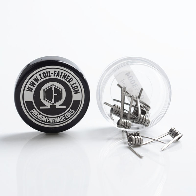 Coil Authentic Father Premium Premade Fused Clapton Coil untuk RDA/RTA/RDTA Atomizer - 0,3 x 0,8 + 32ga, 0,45Ohm, 5 Wraps (10 pcs)