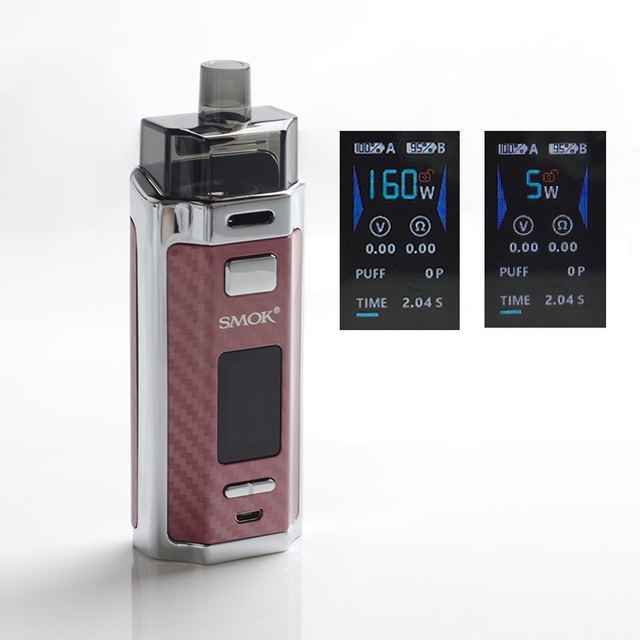 Authentic SMOK RPM160 160W VW Mod Pod System Vape Starter Kit - Red Carbon Fiber, 0.15ohm, 5~160W, 2 x 18650, New IQ-160 Chipset