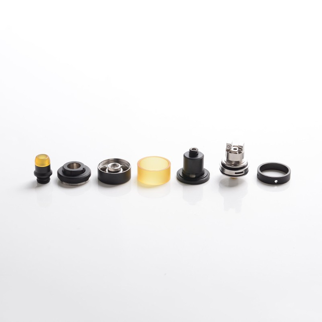 Authentic Yachtvape Pandora 30 Plus Airflow Combinations MTL RTA Rebuildable Tank Vape Atomizer - Black, SS + Ultem, 22mm Dia.