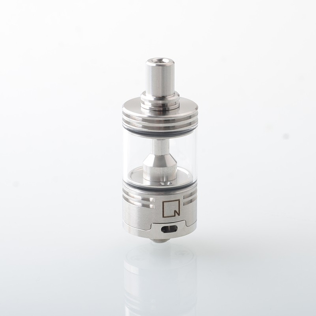 Baya Style 4.2ml RTA Rebuildable Tank Atomizer with Side-Air Chamber, 22mm Diameter, Includes 4pcs Air Pins (1.0mm, 1.5mm, 2.0mm, 2.5mm), Silver/Black