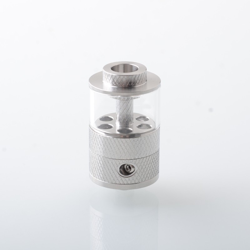 Empire V Style RTA Rebuildable Tank Atomizer – Knurling Surface / Blank Surface, Silver / Black, 23mm Diameter