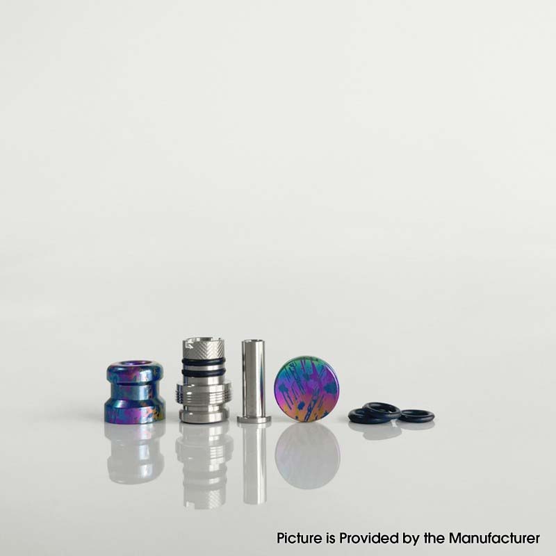 Rekavape Mission XV KB2 Style Drip Tip & Fire Button Set - Compatible with dotMod dotAIO V2 Pod, Titanium + SS