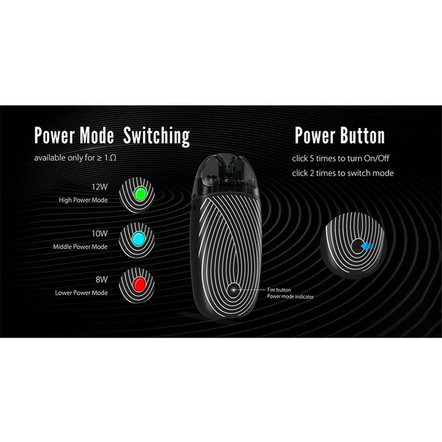 Authentic ZQ Vi 2 Pod System Vape Starter Kit, 1000mAh, 3.0ml, 0.6ohm / 1.2ohm