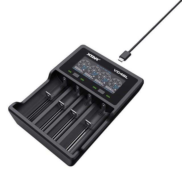 Authentic Xtar VC4SL Charger for NiMH / NiCD / 21700 Battery 4-Slot, QC 3.0 USB Type-C