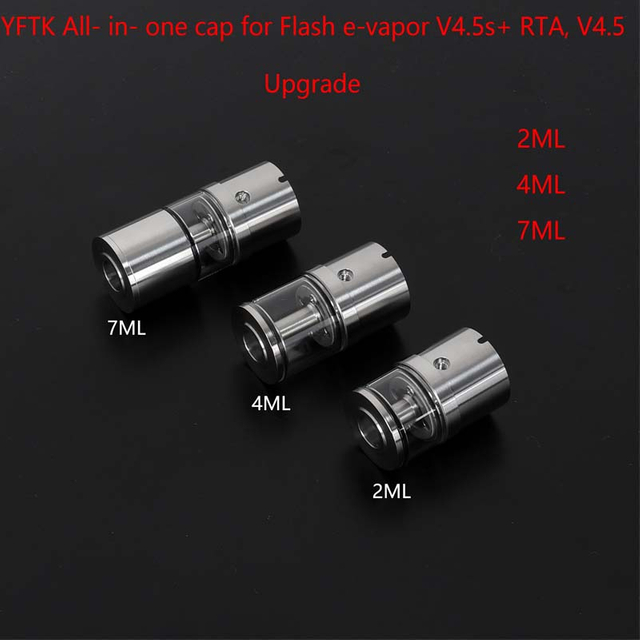 YFTKすべて1つのタンクキャップ7ml 316フラッシュe-vapor v4.5s+ v4.5スタイルRTA  - 銀