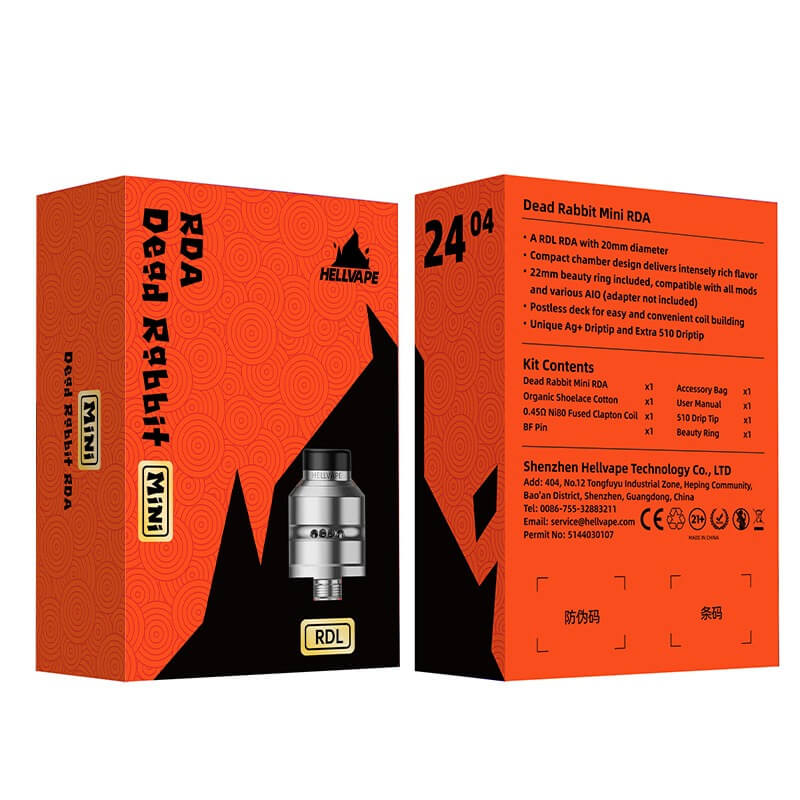Authentic Hellvape Dead Rabbit Mini RDA – 20mm Rebuildable Dripper with BF Pin