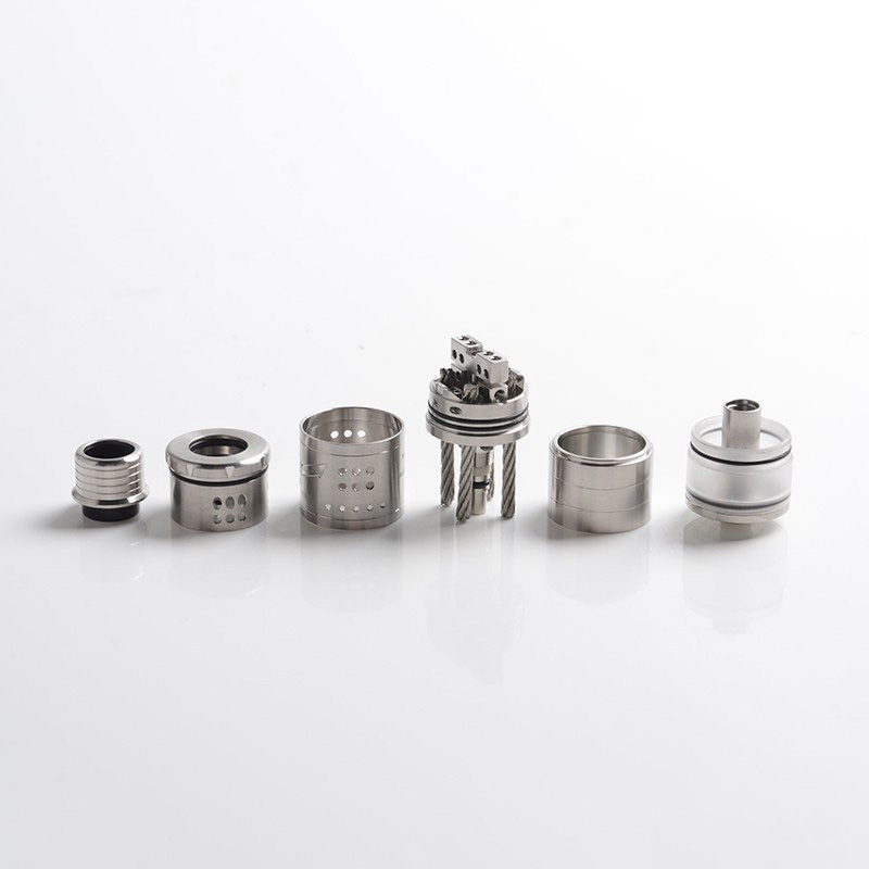 VG Extreme V2 Style RTA Rebuildable Tank Vape Atomizer - Silver, 6.5ml, 23mm Diameter