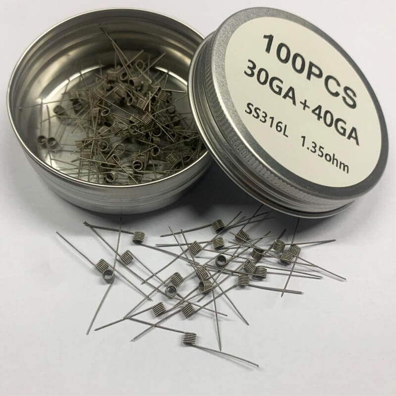 SS316L Quad Core Fused Clapton Prebuilt Vape Coils100pcs Pack