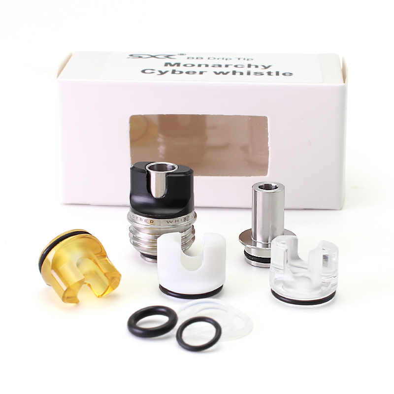 SXK Monarchy Cyber ​​Whistle Lip Set Set для BB / Billet / Boro AIO Box Mod - Silver, 316SS + POM + PET + Acryl + Ultem