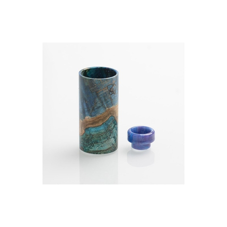 Authentic DEJAVU DJV Mod Replacement Stable Wood Sleeve + Resin Drip Tip - Blue