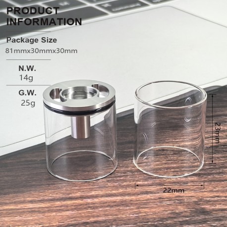 SXK NOLA Style RTA Penggantian Ekstensi Extender Tank Tube Kit - Transparan + Perak, 5.0ml
