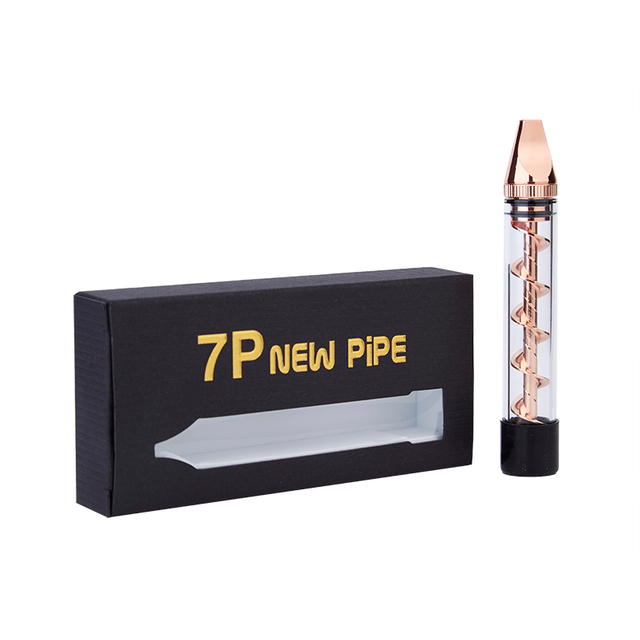 7P New Pipe Twisty Glass Blunt Flat Mouthpiece Dry Herb Vape Pen-Rose