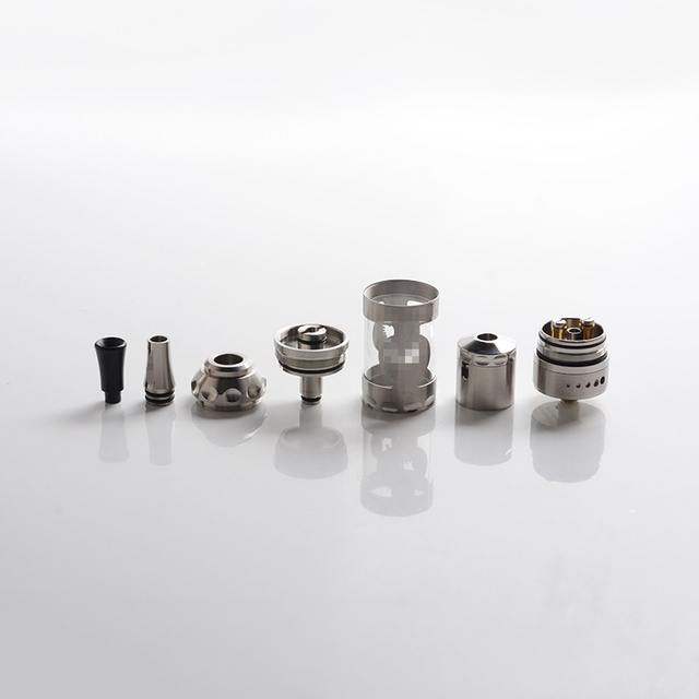 Vapeasy Fire Bird Style RTA Rebuildable Tank Vape Atomizer - Silver, 316 Stainless Steel + Glass, 5.0mL, 22mm Diameter